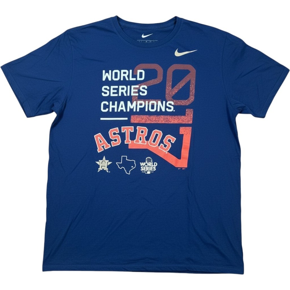 Nike T-Shirt Men XL Blue 2017 World Series Champions Houston Astros Cotton Blend
